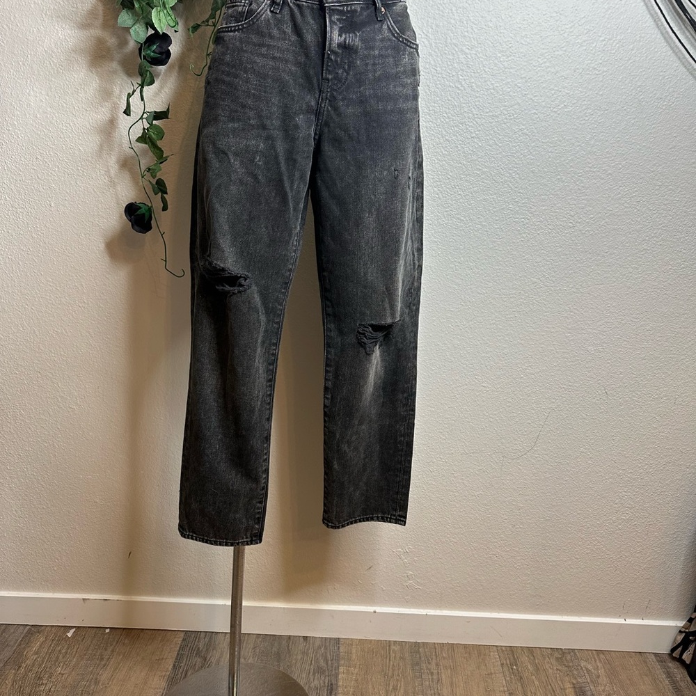 Express Straight Leg Black Distressed Jeans
